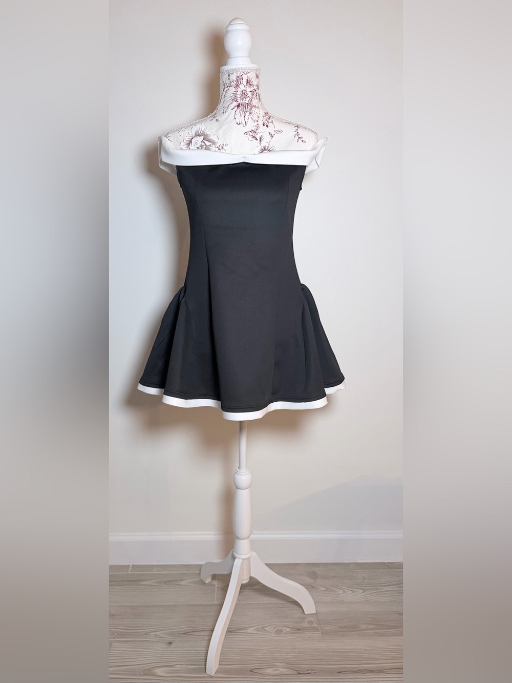 Black Off Shoulder Mini Dress ballet core romantic date night size L